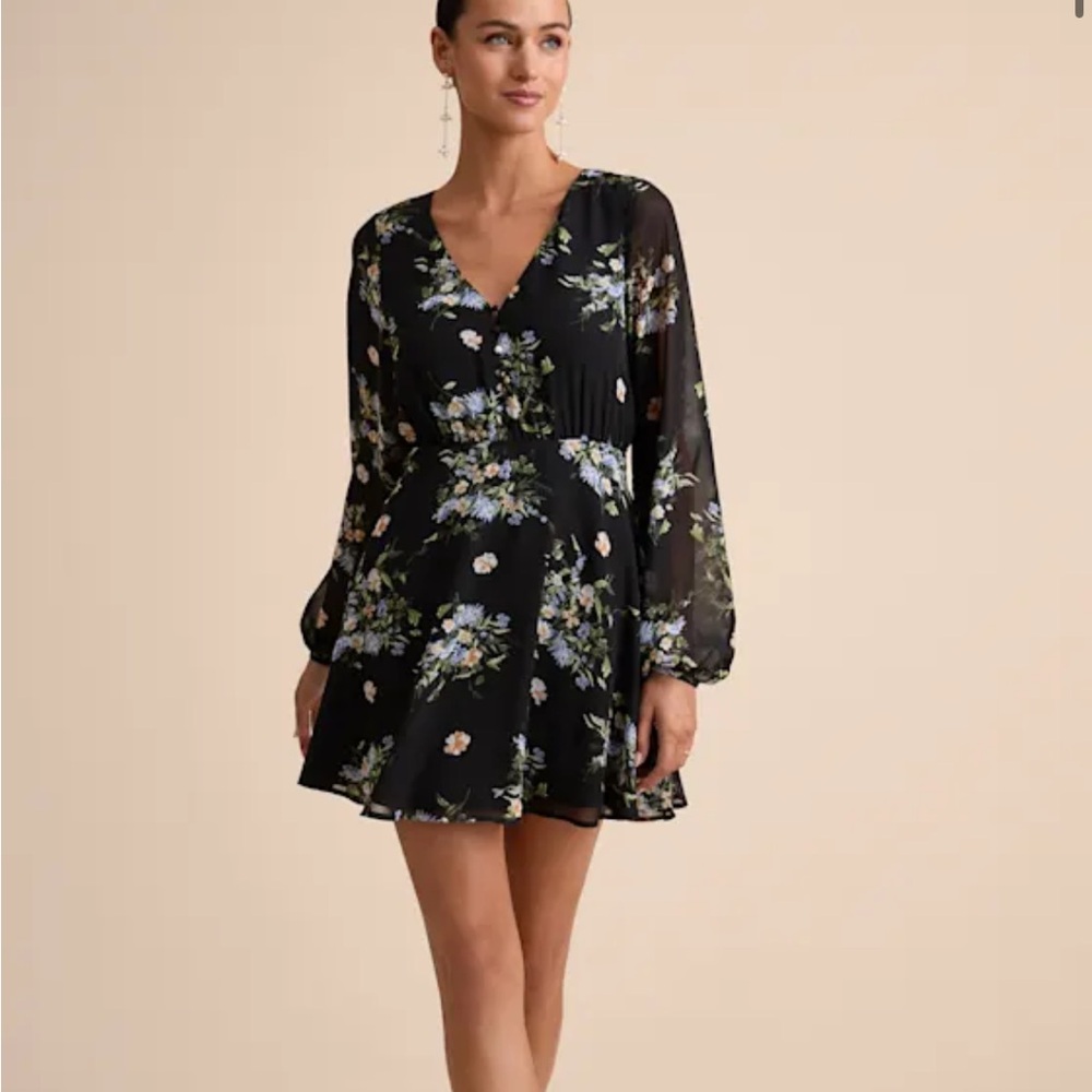 Lulus Floral Black Dress size xl NWT lulu dress